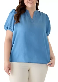 Plus Split Neck Popover Top