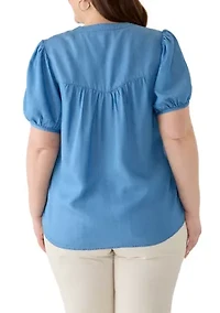 Plus Split Neck Popover Top