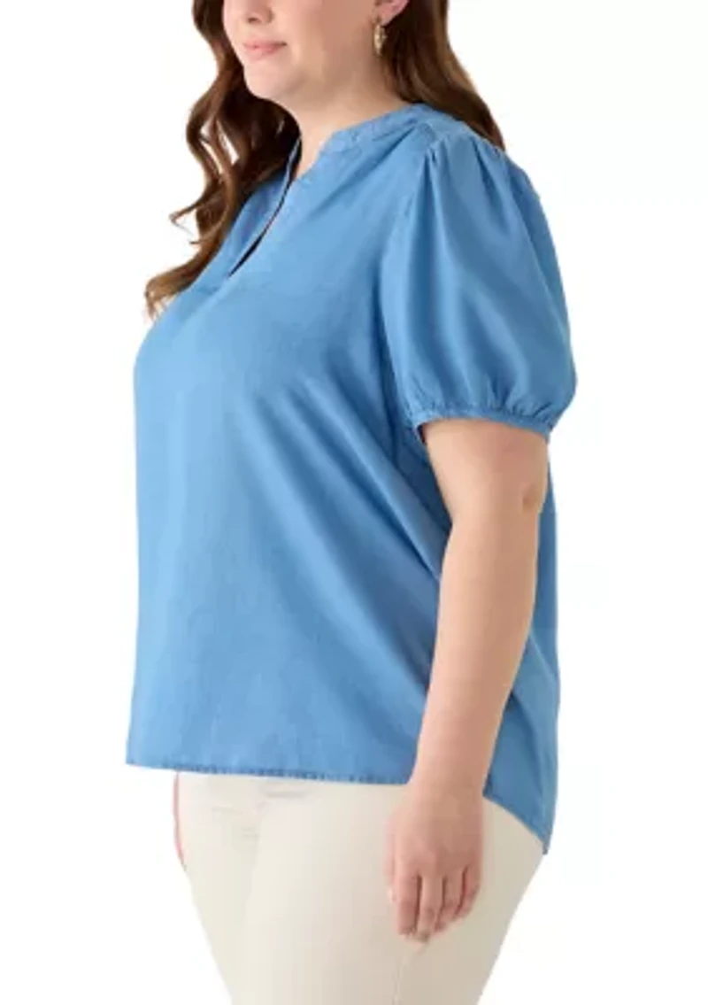 Plus Split Neck Popover Top