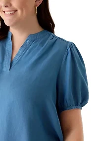 Plus Split Neck Popover Top