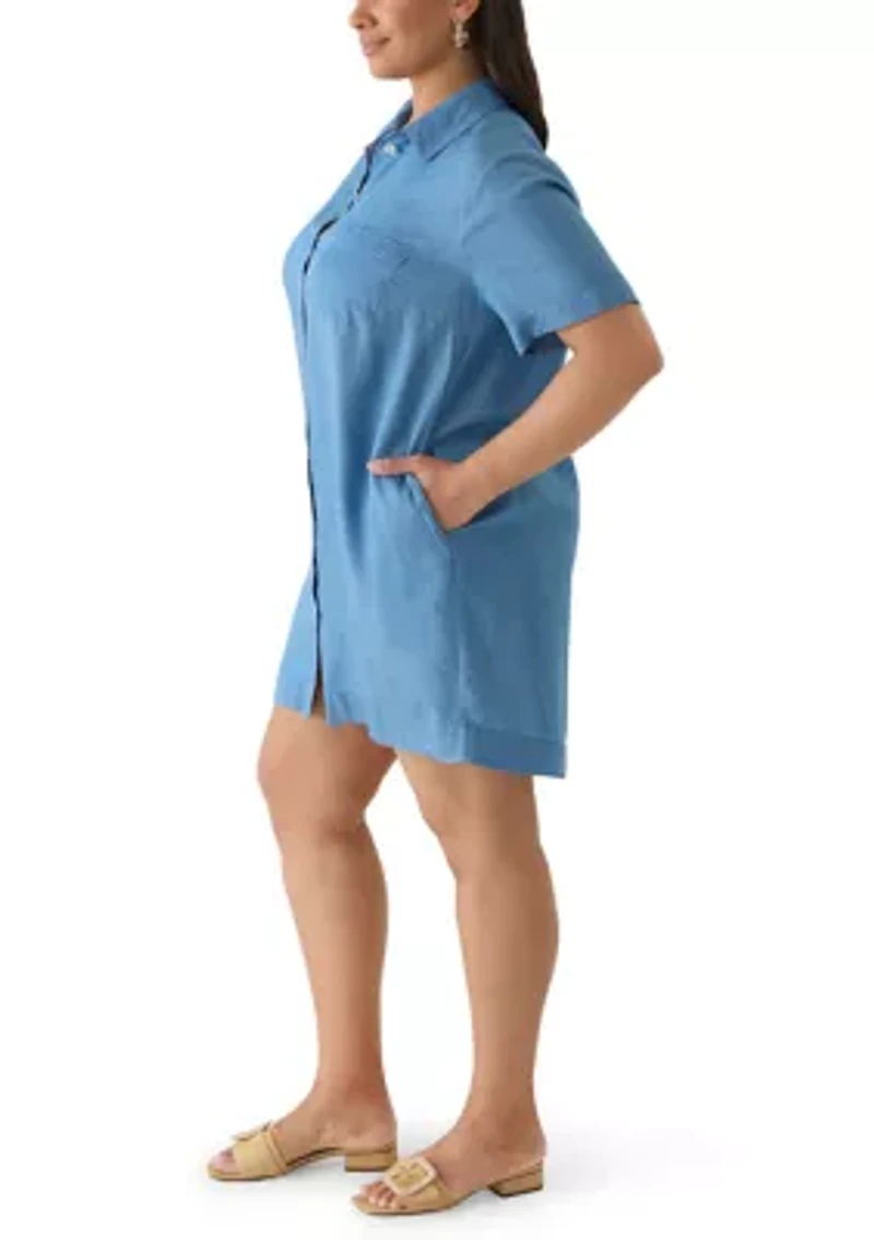 Plus Button Front Dress