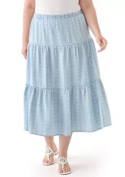 Plus Pull On Tiered Skirt