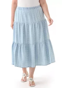 Plus Pull On Tiered Skirt