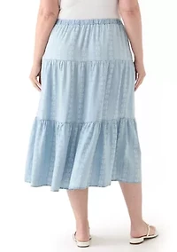 Plus Pull On Tiered Skirt