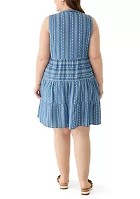 Plus Sleeveless Tiered Mini Dress
