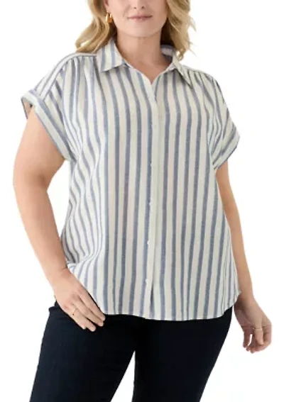 Plus Stripe Camp Shirt