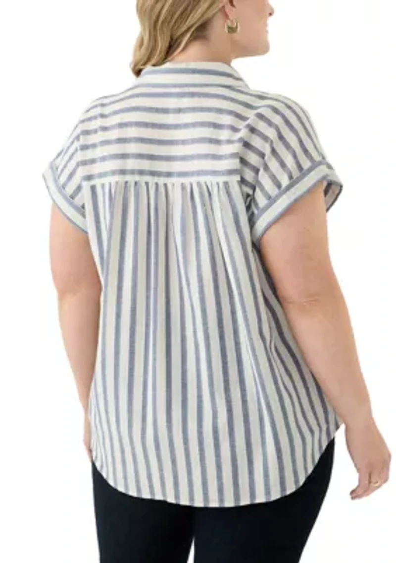 Plus Stripe Camp Shirt