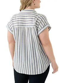 Plus Stripe Camp Shirt