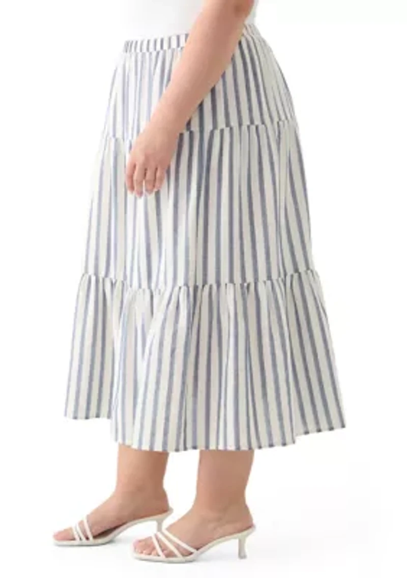 Plus Pull On Tiered Skirt