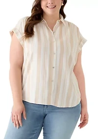 Plus Striped Camp Shirt