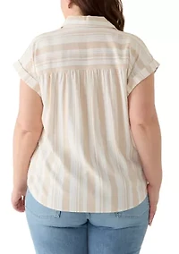 Plus Striped Camp Shirt