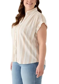 Plus Striped Camp Shirt