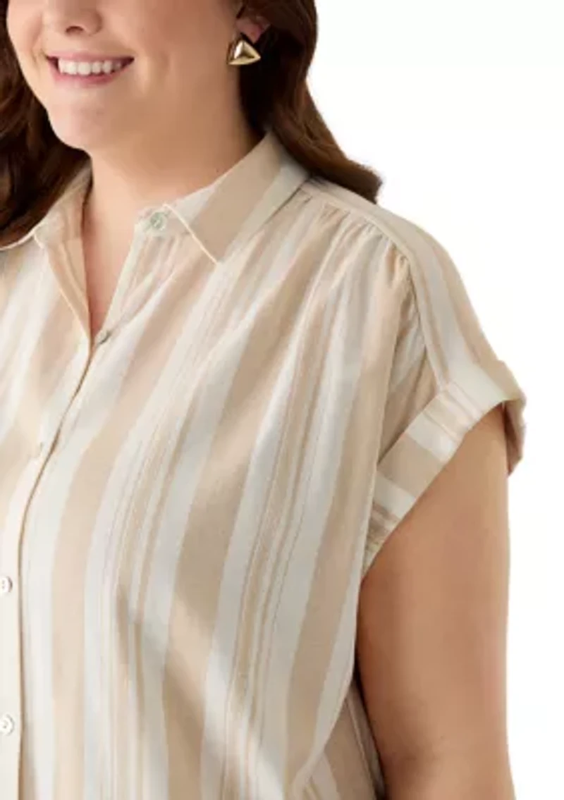 Plus Striped Camp Shirt