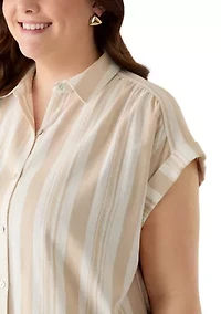Plus Striped Camp Shirt