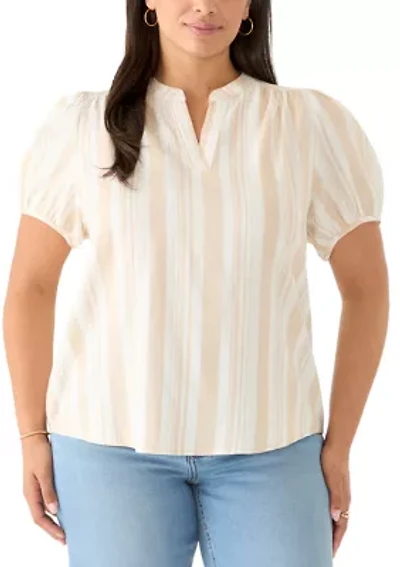 Plus Striped Popover Top