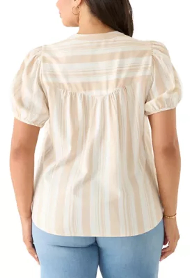 Plus Striped Popover Top
