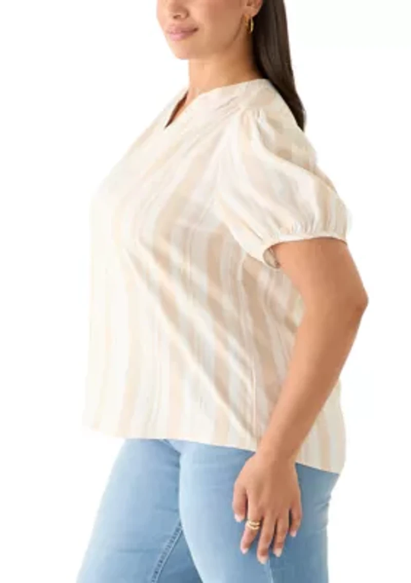 Plus Striped Popover Top