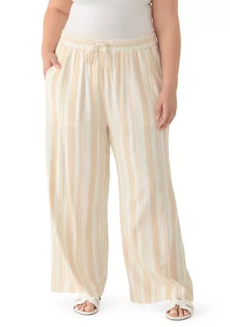 Plus Striped Drawstring Pants