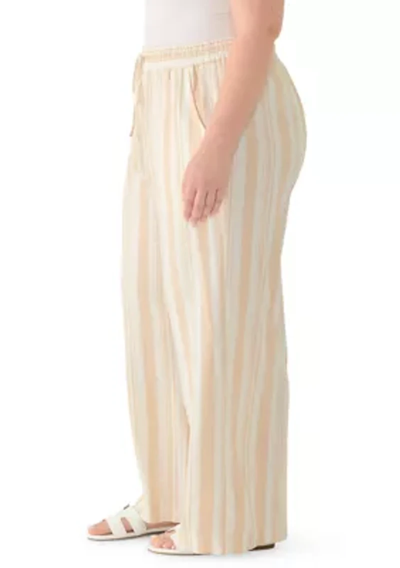 Plus Striped Drawstring Pants
