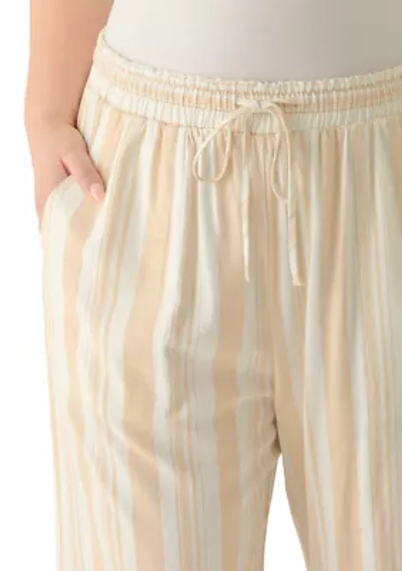 Plus Striped Drawstring Pants