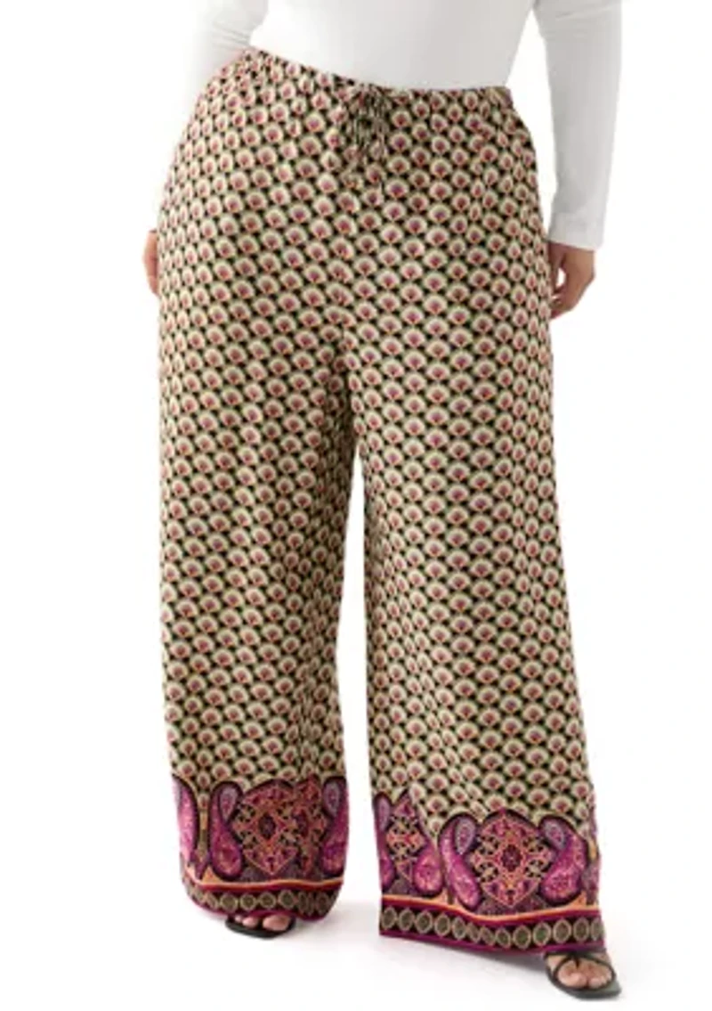 Women's Plus Pull On Printed Pants