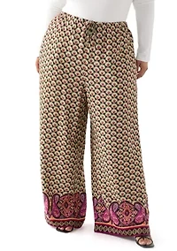 Women's Plus Pull On Printed Pants