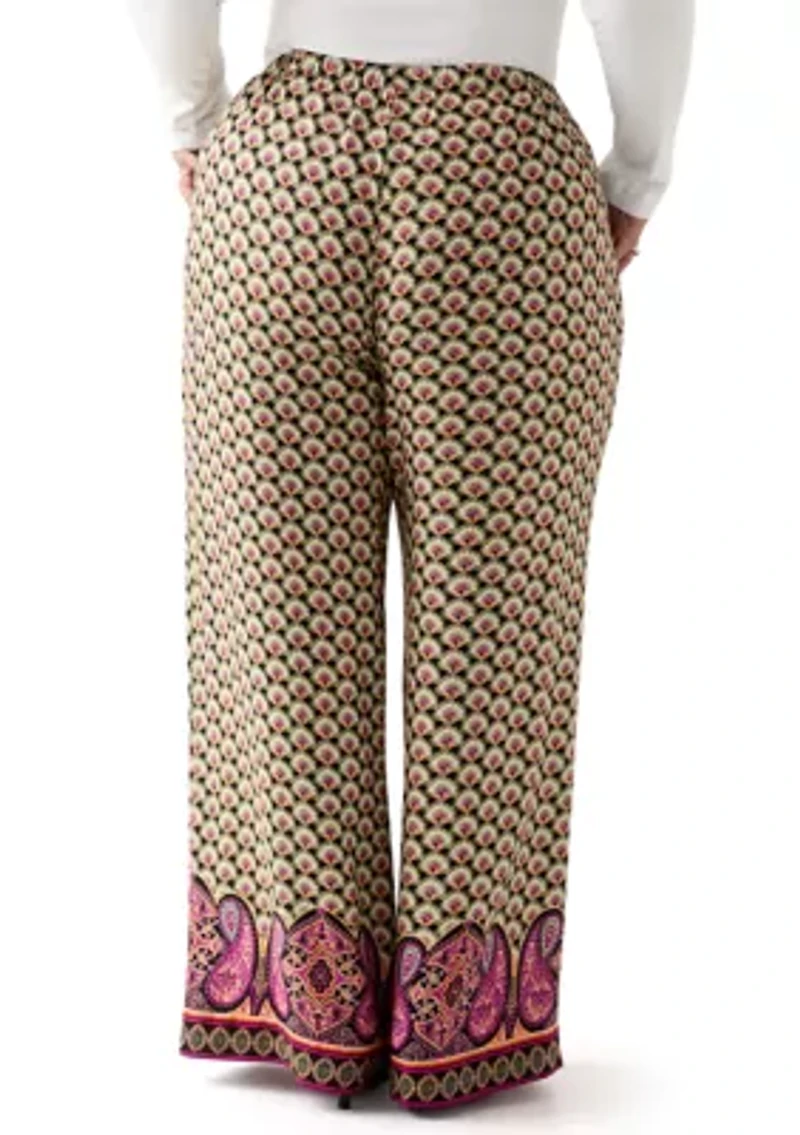 Women's Plus Pull On Printed Pants