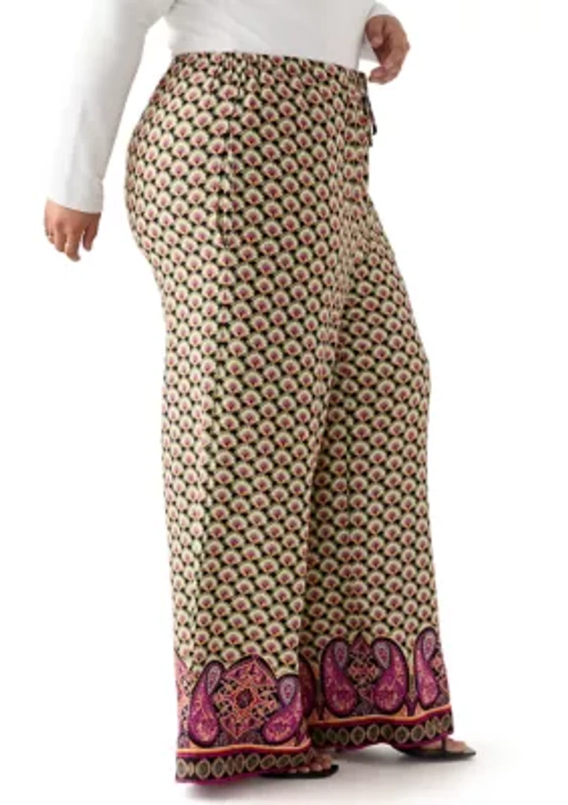 Women's Plus Pull On Printed Pants