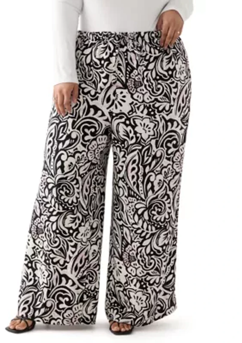 Women's Plus Pull On Printed Pants