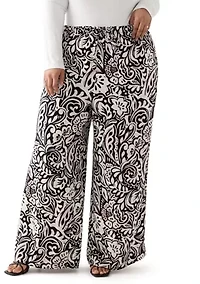 Women's Plus Pull On Printed Pants