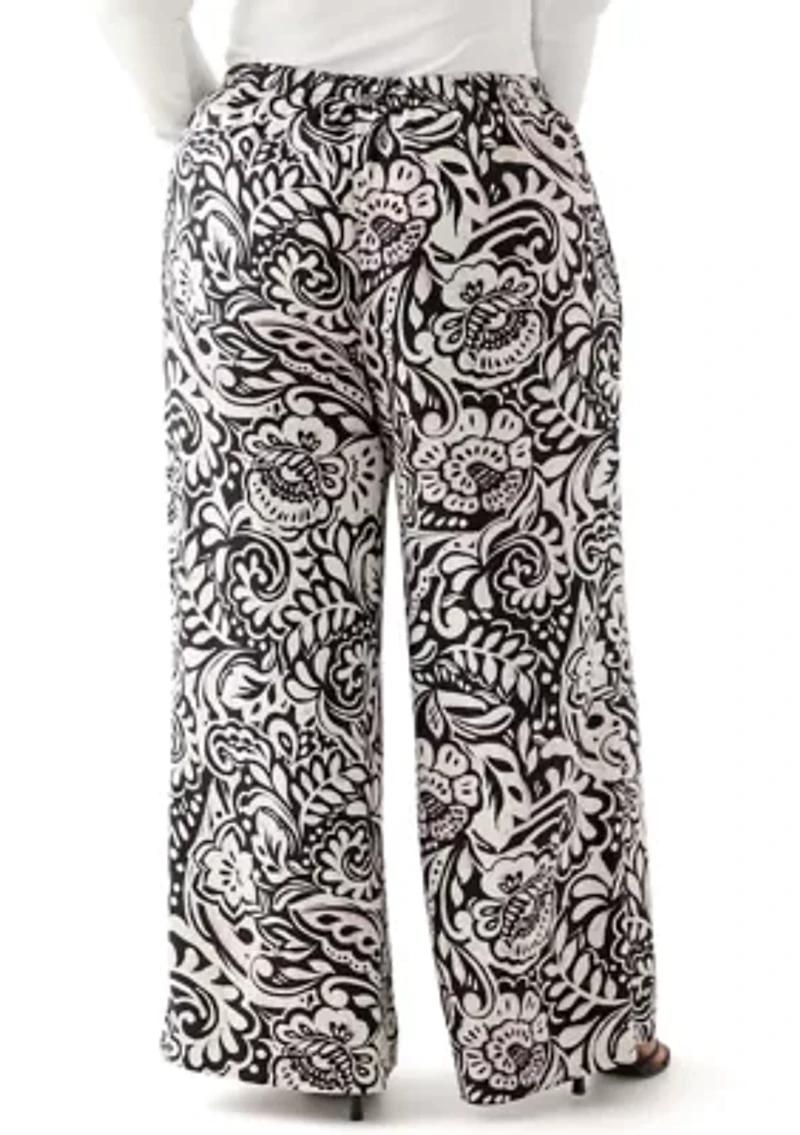 Women's Plus Pull On Printed Pants