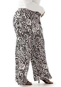 Women's Plus Pull On Printed Pants