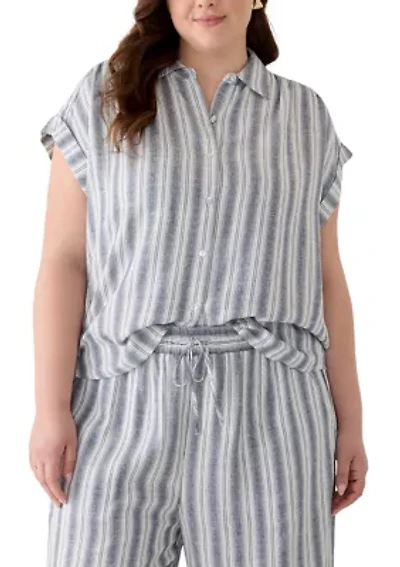 Plus Striped Camp Shirt