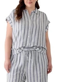 Plus Striped Camp Shirt