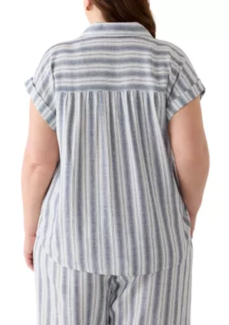 Plus Striped Camp Shirt