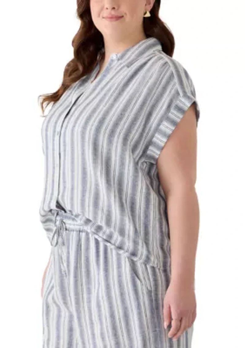 Plus Striped Camp Shirt