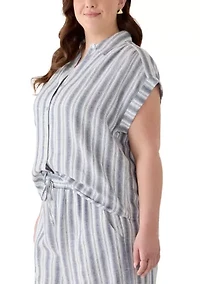 Plus Striped Camp Shirt
