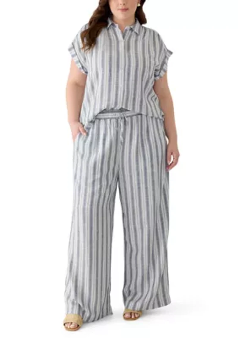 Plus Striped Camp Shirt