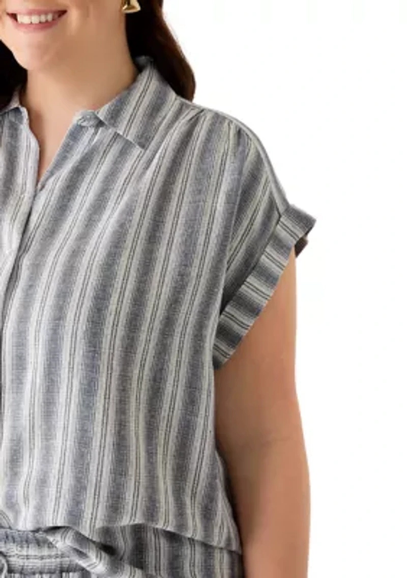 Plus Striped Camp Shirt