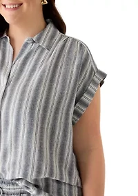 Plus Striped Camp Shirt