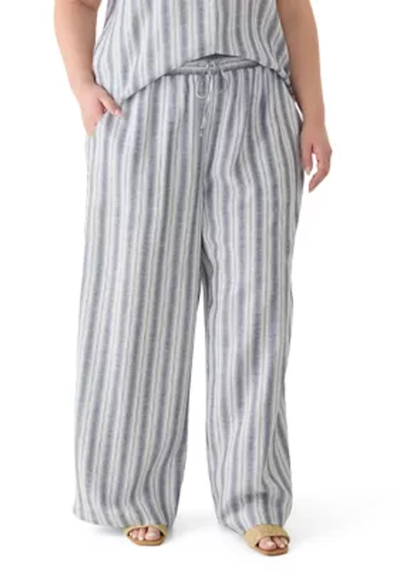 Plus Striped Drawstring Pants