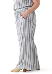 Plus Striped Drawstring Pants