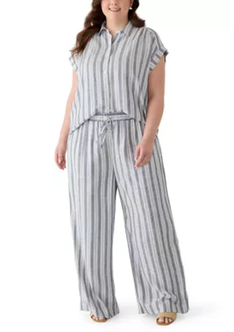 Plus Striped Drawstring Pants