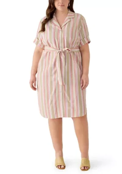 Plus Tie Front Mini Shirtdress
