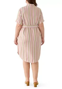 Plus Tie Front Mini Shirtdress