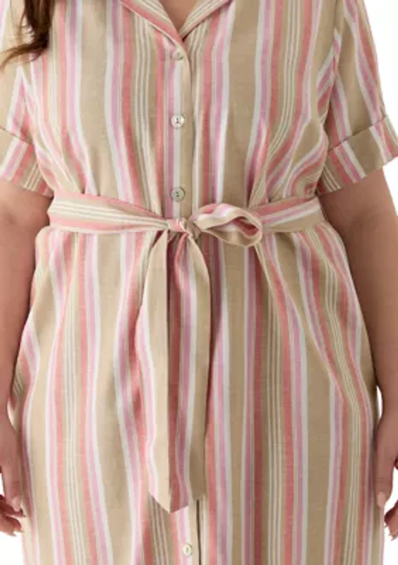 Plus Tie Front Mini Shirtdress