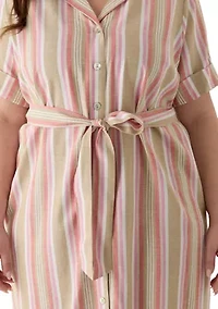Plus Tie Front Mini Shirtdress