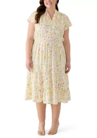 Plus Smocked Waist Midi Dress