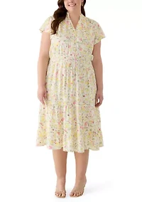 Plus Smocked Waist Midi Dress