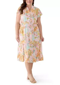 Plus Smocked Waist Midi Dress